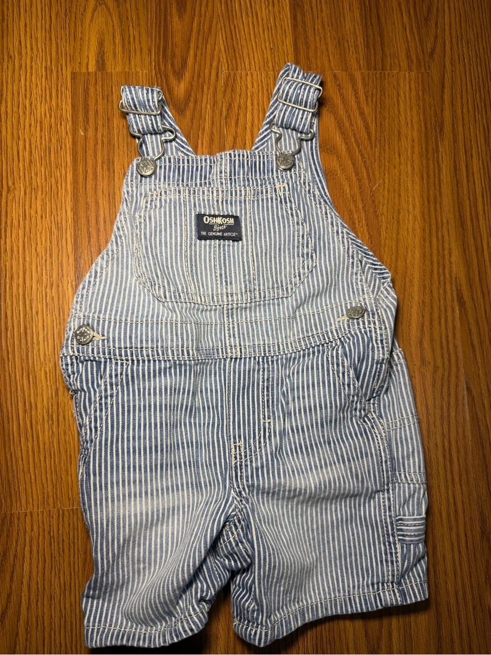 VTG OshKosh B'gosh Vestbak blue and white striped denim overalls 18M